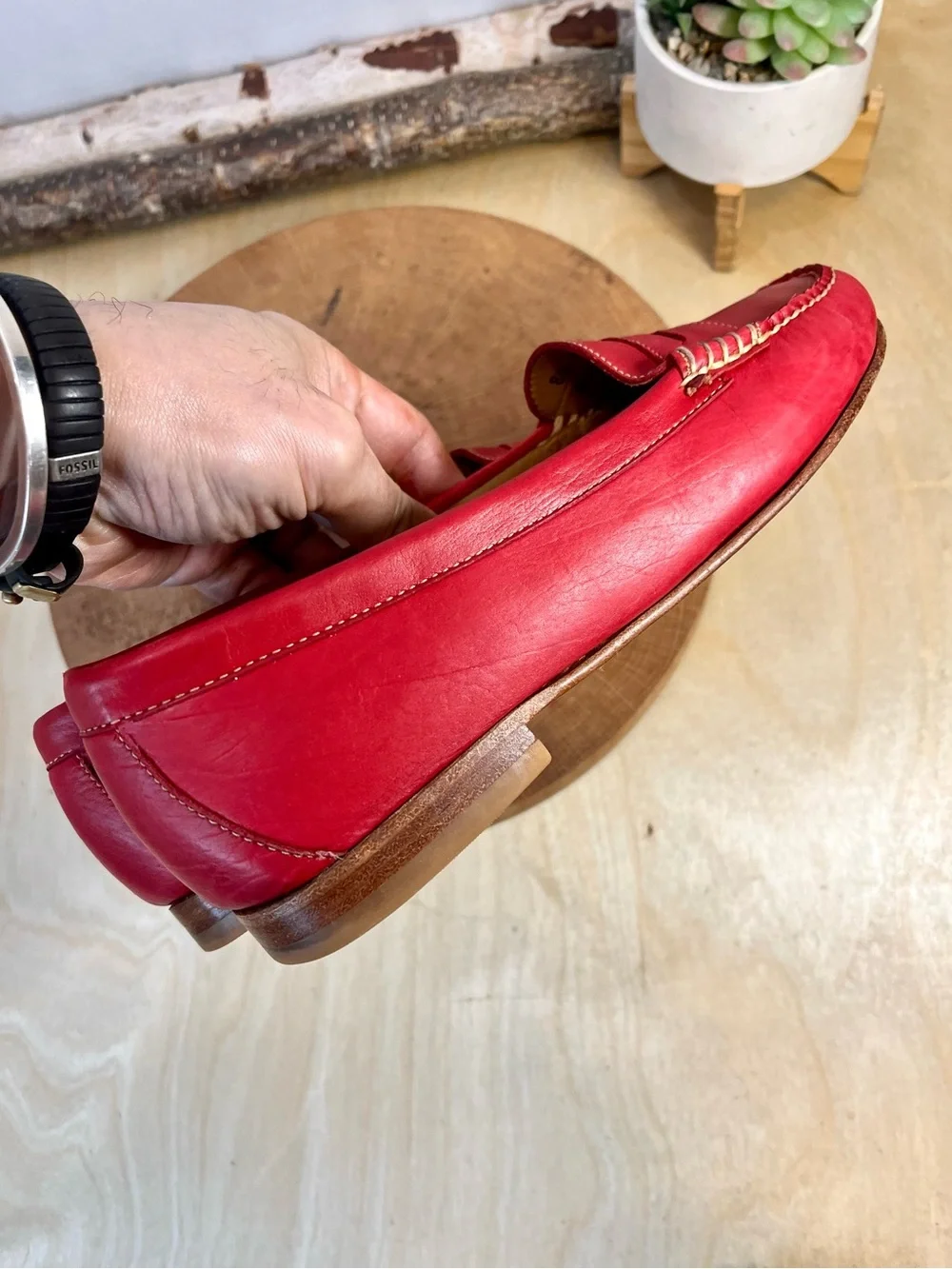 Vintage G.H. Bass & Co. Weejuns Viviana Red Leather Penny Loafers Size 8.5M